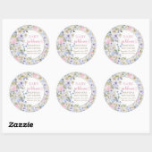 Elegante zachte pastel wilde bloemen roze lichtbla ronde sticker (Vel)