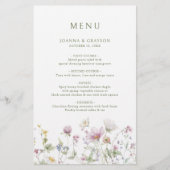 Elegante zachte pastel Wildflower Botanisch Menu (Voorkant)