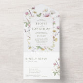 Elegante zachte pastel Wildflower Botanische bruil All In One Uitnodiging (Binnen)