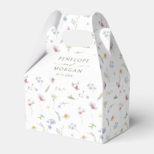 Elegante zachte pastel Wildflower Botanische bruil Bedankdoosjes