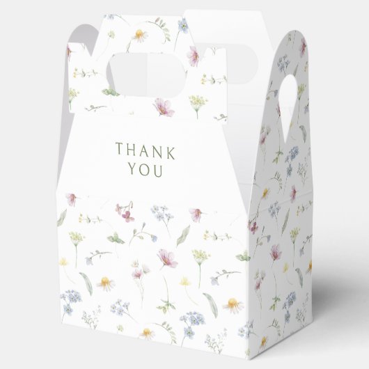 Elegante zachte pastel Wildflower Botanische bruil Bedankdoosjes (Geopend)