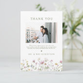 Elegante zachte pastel Wildflower Botanische bruil Bedankkaart (Staand voorkant)