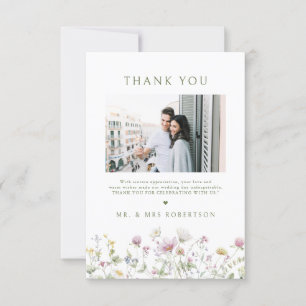 Elegante zachte pastel Wildflower Botanische bruil Bedankkaart