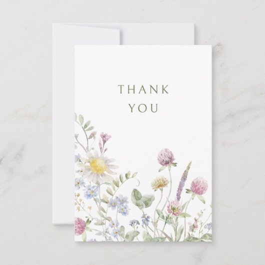 Elegante zachte pastel Wildflower Botanische bruil Bedankkaart (Voorkant)