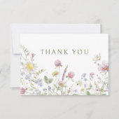 Elegante zachte pastel Wildflower Botanische bruil Bedankkaart (Voorkant)