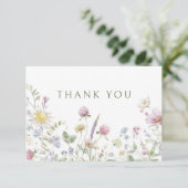Elegante zachte pastel Wildflower Botanische bruil Bedankkaart (Staand voorkant)
