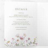 Elegante zachte pastel Wildflower Botanische bruil Drieluik Aankondiging (Binnenzijde eerst)