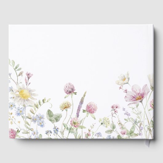 Elegante zachte pastel Wildflower Botanische bruil Gastenboek (Achterkant)