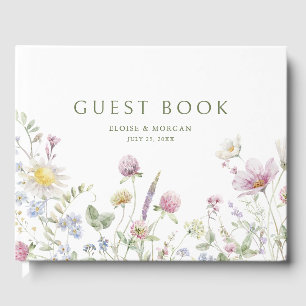 Elegante zachte pastel Wildflower Botanische bruil Gastenboek