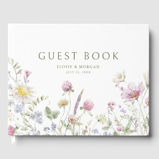 Elegante zachte pastel Wildflower Botanische bruil Gastenboek (Voorkant)