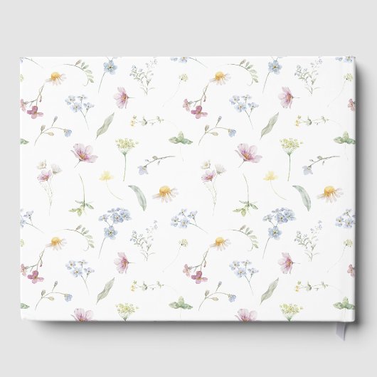 Elegante zachte pastel Wildflower Botanische bruil Gastenboek (Achterkant)
