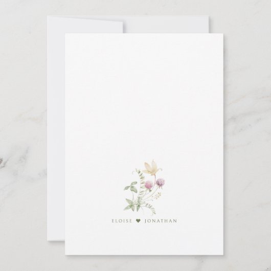 Elegante zachte pastel Wildflower Botanische bruil Kaart (Achterkant)