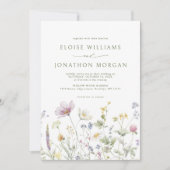 Elegante zachte pastel Wildflower Botanische bruil Kaart (Voorkant)