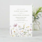 Elegante zachte pastel Wildflower Botanische bruil Kaart (Staand voorkant)