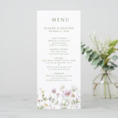Elegante zachte pastel Wildflower Botanische bruil Menu (Staand voorkant)