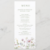 Elegante zachte pastel Wildflower Botanische bruil Menu (Voorkant)