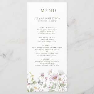 Elegante zachte pastel Wildflower Botanische bruil Menu