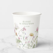 Elegante zachte pastel Wildflower Botanische bruil Papieren Bekers (Achterkant)