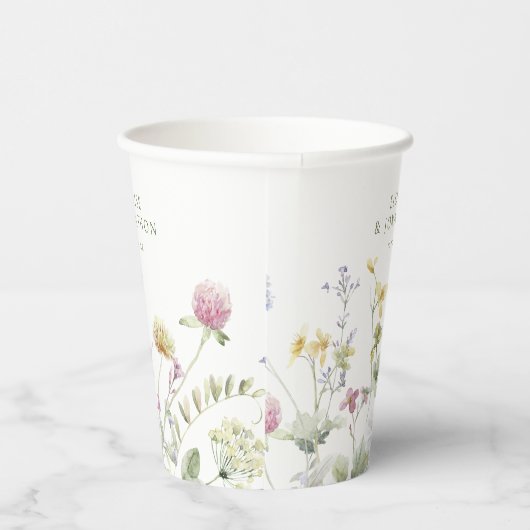 Elegante zachte pastel Wildflower Botanische bruil Papieren Bekers (Rechts)