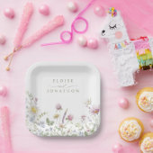 Elegante zachte pastel Wildflower Botanische bruil Papieren Bordje (Feest)