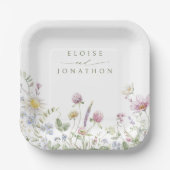 Elegante zachte pastel Wildflower Botanische bruil Papieren Bordje (Voorkant)