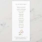 Elegante zachte pastel Wildflower Botanische bruil Programmakaart (Achterkant)