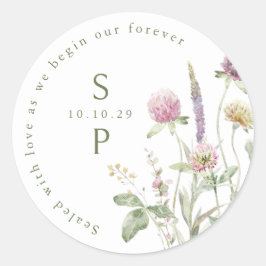 Elegante zachte pastel Wildflower Botanische bruil Ronde Sticker