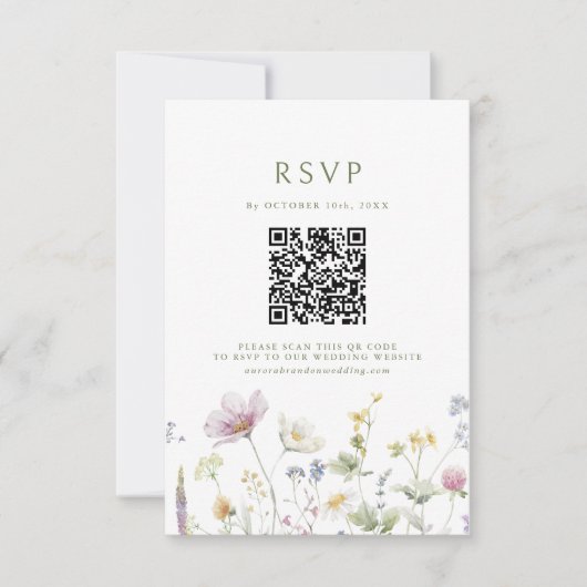 Elegante zachte pastel Wildflower Botanische bruil RSVP Kaartje (Voorkant)