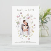 Elegante zachte pastel Wildflower Botanische bruil Save The Date (Staand voorkant)