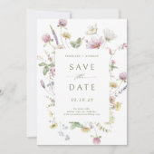 Elegante zachte pastel Wildflower Botanische bruil Save The Date (Voorkant)