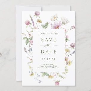 Elegante zachte pastel Wildflower Botanische bruil Save The Date