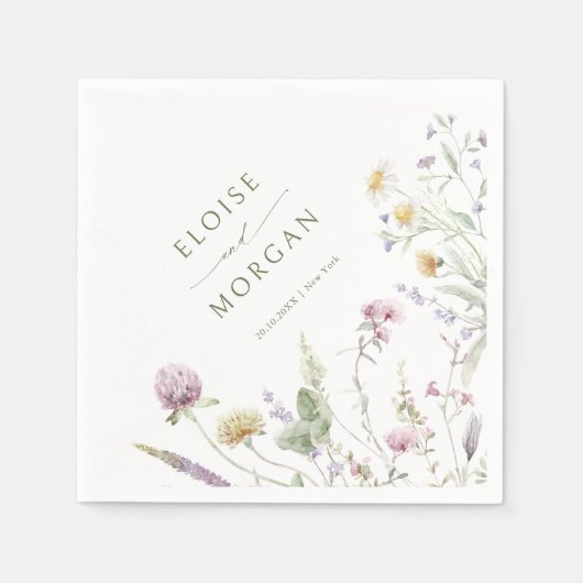 Elegante zachte pastel Wildflower Botanische bruil Servet (Voorkant)