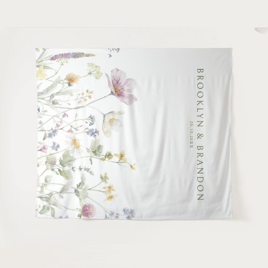 Elegante zachte pastel Wildflower Botanische bruil Wandkleed (Voorkant (horizontaal))