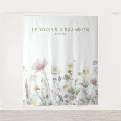 Elegante zachte pastel Wildflower Botanische bruil Wandkleed (Voorkant)