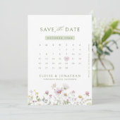 Elegante zachte pastel Wildflower botanische foto Save The Date (Staand voorkant)