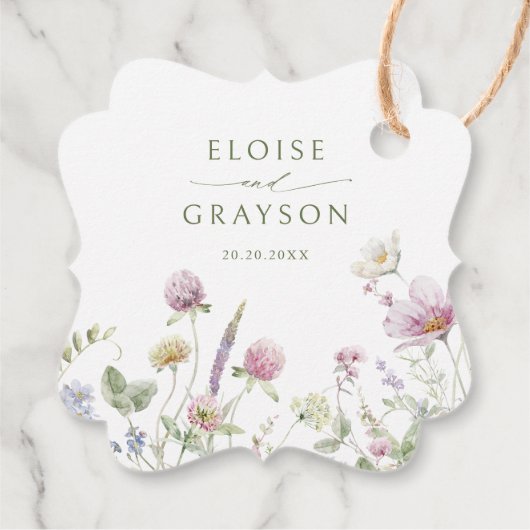Elegante zachte pastel Wildflower Dank u Bedankjes Labels (Achterkant)