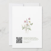Elegante zachte pastel Wildflower QR code bruiloft Kaart (Achterkant)