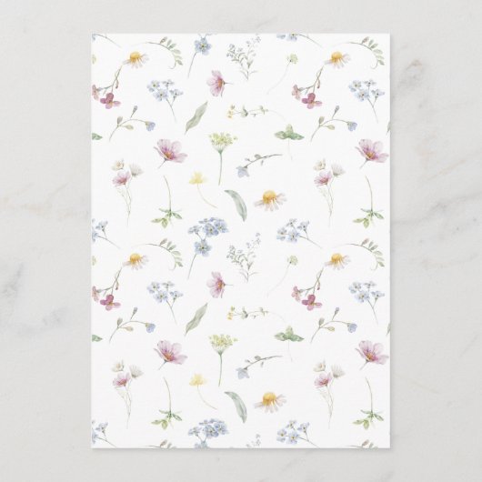 Elegante zachte pastel Wildflower Wedding Details Informatiekaartje (Achterkant)