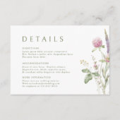 Elegante zachte pastel Wildflower Wedding Details Informatiekaartje (Voorkant)