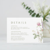 Elegante zachte pastel Wildflower Wedding Details Informatiekaartje (Staand voorkant)