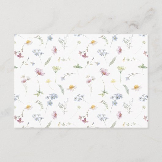 Elegante zachte pastel Wildflower Wedding Details Informatiekaartje (Achterkant)