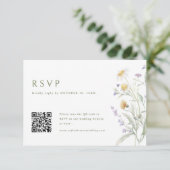 Elegante zachte pastel Wildflower Wedding QR-code RSVP Kaartje (Staand voorkant)