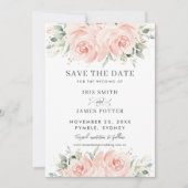 Elegante zachte pastelroze bloemen bruiloft save the date (Voorkant)