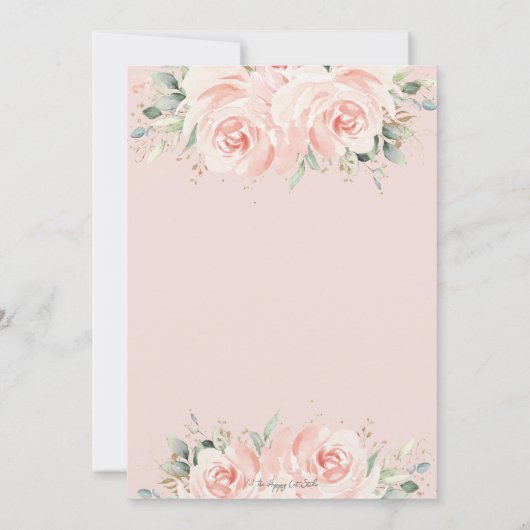 Elegante zachte pastelroze bloemen bruiloft save the date (Achterkant)