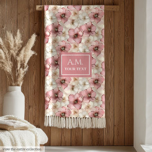 Elegante zachte pastelroze deken met naam