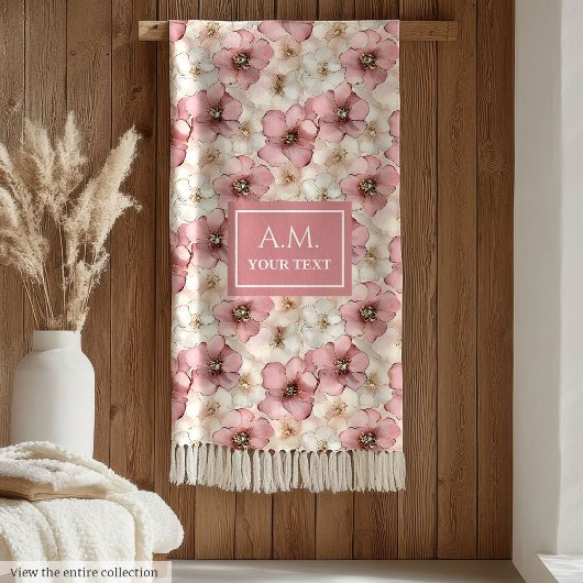 Elegante zachte pastelroze deken met naam