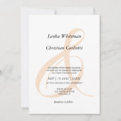 Elegante zachte perzik Ampersand QR-code bruiloft Kaart (Voorkant)