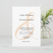 Elegante zachte perzik Ampersand QR-code bruiloft Kaart (Staand voorkant)