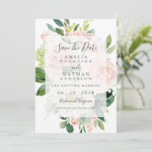 Elegante zachte perzik bloom bruiloft Save the dat Kaart (Staand voorkant)