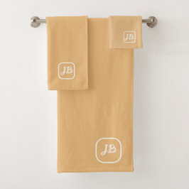 Elegante zachte perzik monogramed gepersonaliseerd bad handdoek
